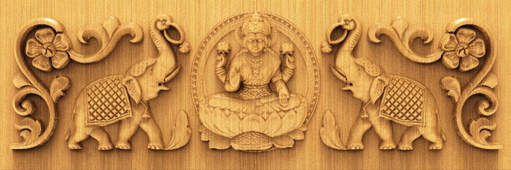 H God Frame - HB-20 Goddess Lakshmi Divine Carved Temple Door 3D Model
